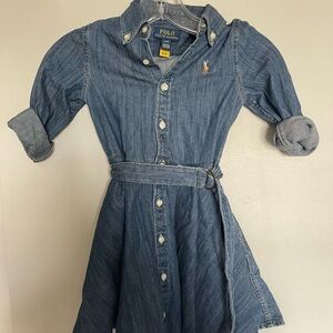 Polo by Ralph Lauren Girls' Denim Chambray Shirt Dress - Blue